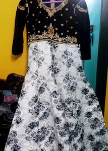 Navy Blue and Cream Colour Combination dress