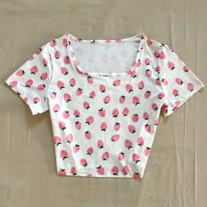 🍓strawberry Shortcake shouju Girl Whites Pink Top