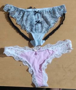 Lace Trim Thong Set. Size- Large Can Be Worn