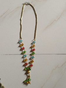 Beaded Colorful Necklace and Earrings