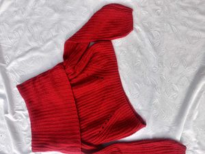 Chic Red Off-Shoulder Sweater