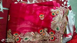 Elegant Pink Embroidered Saree