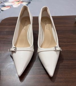 Elegant Patent White Pointed-Toe Heels