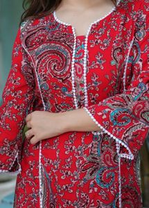 Elegant Red paisley cotton Printed Kurta ,perfect