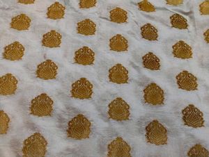 Half White Gold Pure Dola Silk Saree