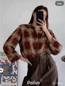 New With Tag Brown Boxy Korean Shirt