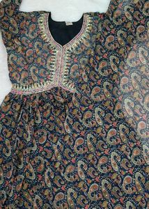 Blue Alia Cut Kurti Duptta