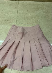 Pink Pleated Mini Skirt