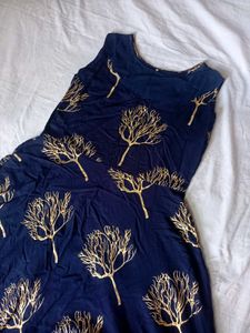 Navy Blue Dress with Heavy Neck Work
