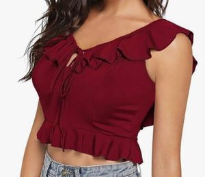 Ruffled Sleeveless Crop Top