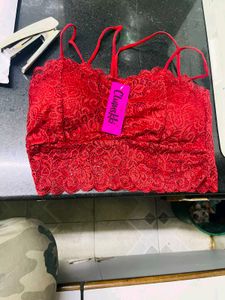 Red Sexy Net Pace Bralette Top