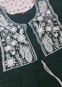 Green Embroidered Kurta