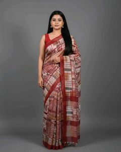🛍️2 Used Sarees Golden&amp;Black, White&amp; Red  ⭐⭐⭐⭐