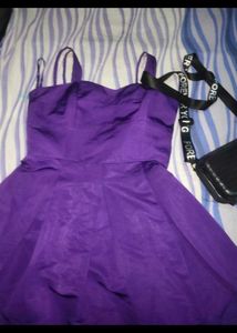 Women Lavender Imported Stripped Skater Dress Jaco