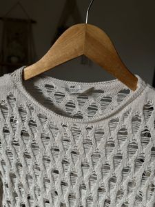 H&amp;M Off White Hole Knit Jumper