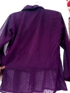 Embroidered Purple Sheer Top