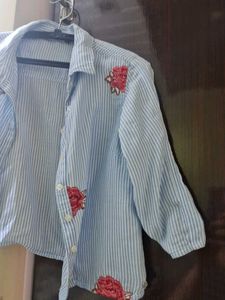 Striped Floral Shirt Size Xs