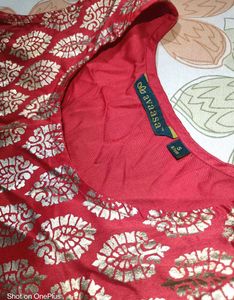 Avaasa Red & Gold Print Top