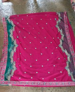 Pink Embellished Saree