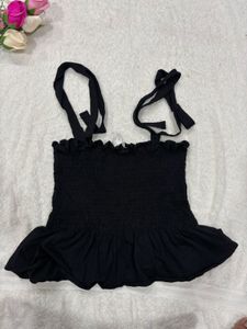 H&amp;M Black Tie Strap Top