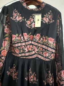 Floral Print Black Dress