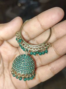 Green Jhumka Earrings