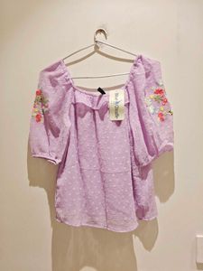 Embroidered Lavender Top