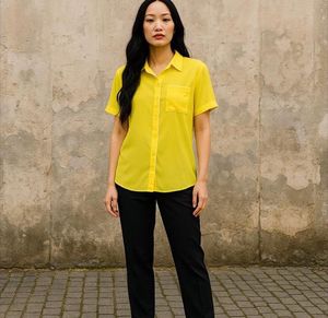 Yello Chiffon Button Down Top