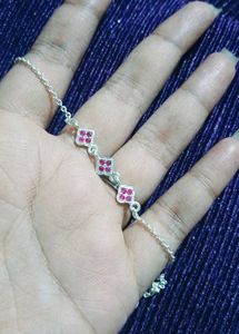 Real Silver Bracelet with Red Diamond Accents