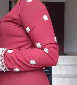 Grand Maroon Party &amp; Festive Wear Dress with Dupat