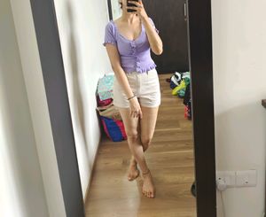 Cute Fitted Purple Crop Top