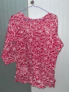 Pink Floral Print Short Kurti