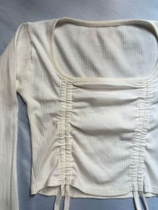 Ribbed Drawstring Crop Top