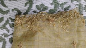 Gold Floral Embellished Fabric