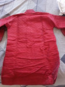 Red Kurta with Detailed Neckline