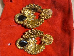 Kundan Earrings Heavy Black