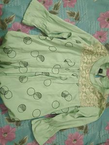 Mint Green Circle Print Top