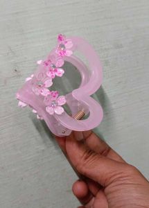 Pink Heart Floral Hair Claw Clip