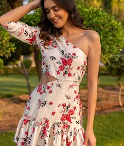 Floral One-Shoulder Mini Dress