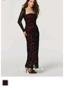 Elegant Black Floral Velvet Dress
