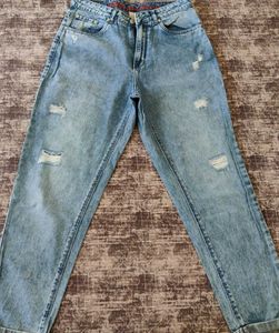 Ripped Blue Denim Jeans