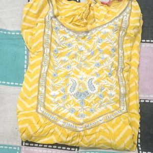 Yellow Embroidered Chevron Top