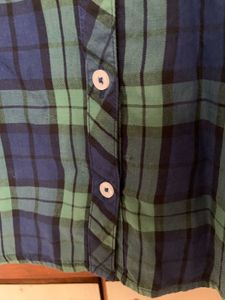BARE DENIM Blue Checked Cotton Shirt