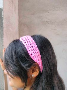 Pink Crochet mess Headband