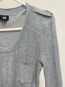 H&amp;M Gray Ribbed Knit Dress