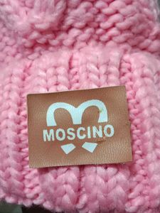 Moschino Pink Knit Beanie Hat