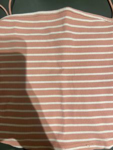 Pink &amp; White Stripes Crop Top
