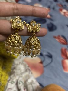 Golden Jhumka Earrings