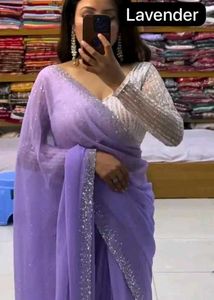 Elegant Red Sequin Saree
