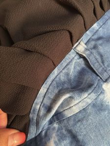 Denim &amp; Chiffon Fit &amp; Flare Dress